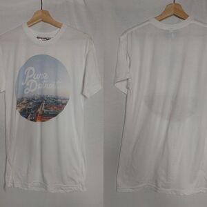 Pure Detroit Graphic Tee Short Sleeve Crew White Circle‎ City Cityscape Small S